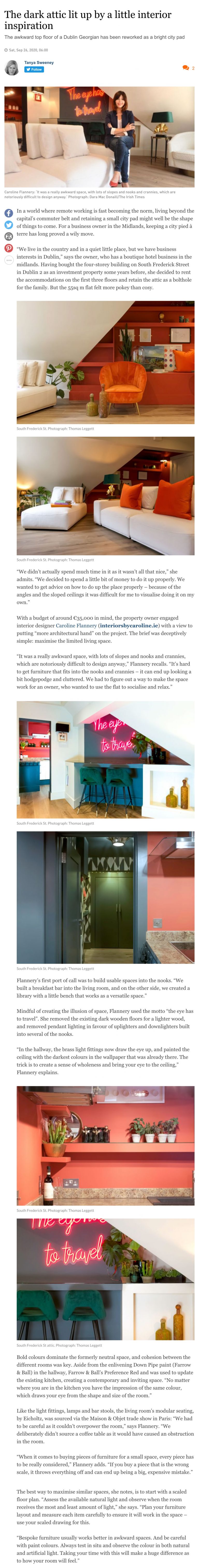Irish Times The dark attic lit up by a little interior inspiration